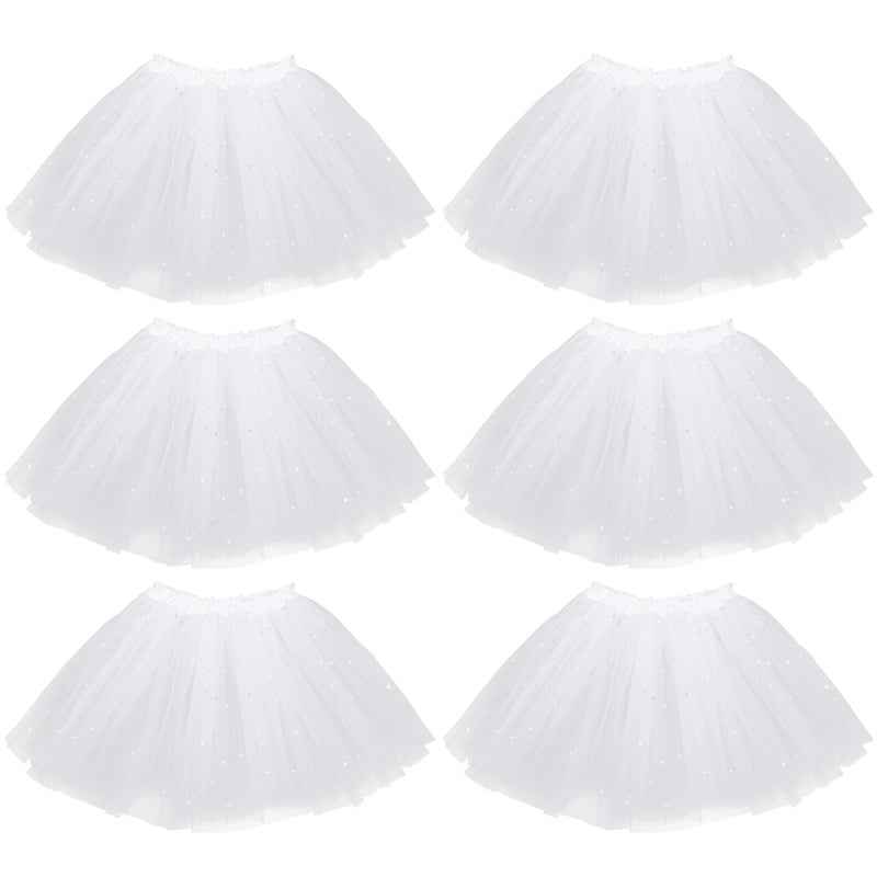 kilofly 6pc White Girls Ballet Tutu Kids Birthday Princess Party Favor Dress Set - Image 1